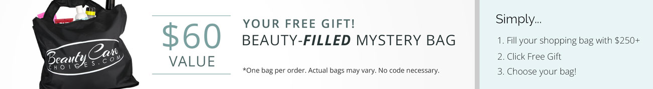 Free Beauty-Filled Mystery Bag with your next order! $60 Value